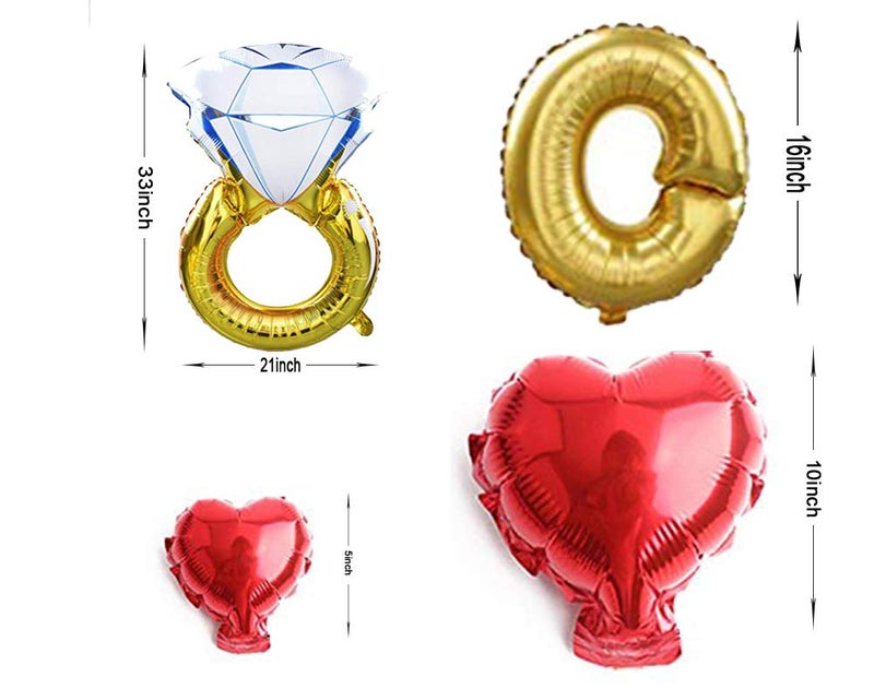 AnnoDeel Will You Marry Me Letter Balloons Banner, 16inch Gold Letter Foil Balloons Red Heart Mylar Balloons for Love Wedding Party Decorations - Image 2